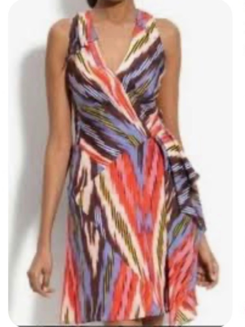 🤩🤩  Nanette Lepore VintageGo Getter Ruffled Ikat Silk Dress - size 2
